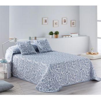 Colcha Pique Modelo Fiore Azul Cama 150 Cm.