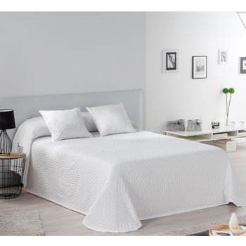 Colcha Pique Modelo Hawai Blanco Cama 90 Cm.