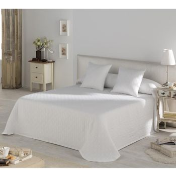 Colcha Pique Modelo Happy Blanco Cama 90 Cm.