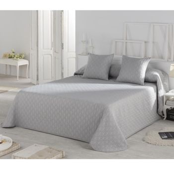 Colcha Pique Modelo Happy Gris Cama 90 Cm.