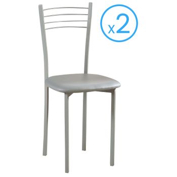 Pack 2 Sillas Cocina - Modelo XARA WHITE - Asiento Polipiel - Estructura  Metal