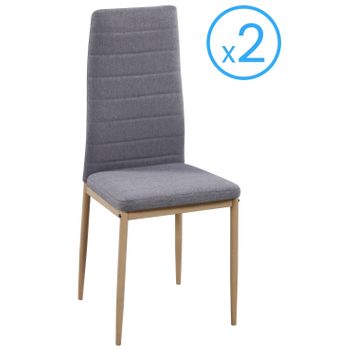 Pack de 2 Sillas de Comedor Asiento de Tela Silla Diseño Silla Tapizada  Estructura Metálica Sillón con Respaldo Sillas de Cocina