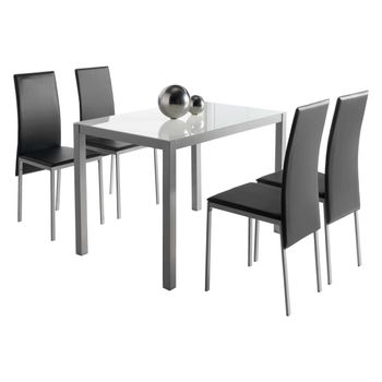 MESA COMEDOR Industrial, Moderna y Minimalista con cubierta de madera y  patas de acero para 4 sillas : : Hogar y Cocina