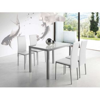 Pack Mesa De Cristal Templado 140cm + 6 Sillas Estilo Nordico Blanco con  Ofertas en Carrefour