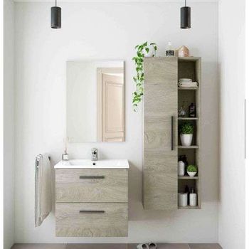 Pack Muebles Para Baño Támesis Estilo Industrial Roble Gold Y Blanco  (mueble Baño + Columna + Lavabo Cerámico) con Ofertas en Carrefour