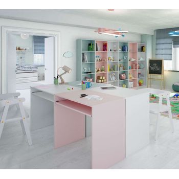 Pack Muebles Estudio O Zona De Juegos Infantil I-joy Estilo Moderno Muebles (4 Mesas + 6 Estanterías)