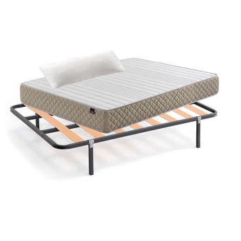 Cama Completa Tranquility 135x190 Colchón Viscoelástico Exclusivo, Altura  18 Cm, Confort Premium + Somier Kit Laminado Tapizado, Diseño Elegante,  Color Gris con Ofertas en Carrefour