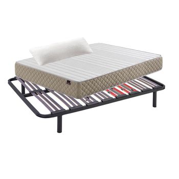 Cama Completa - Colchón Viscobrown Doble Capa Viscosoft, Altura 15 Cm +  Somier Lama Ancha Con Patas De 25 Cm + Almohada De Fibra, 135x200 Cm con  Ofertas en Carrefour