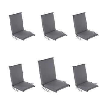 Pack De 6 Cojines Para Sillón De Jardín Reclinable Olefin Color Gris, No Pierde Color, Desenfundable, Tamaño 92x42x4 Cm