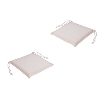 Pack De 2 Cojines Para Sillas De Jardín Estándar Beige, Desenfundable, Tamaño 40x42x3 Cm