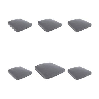 Pack De 6 Cojines Curvados Para Sillas De Jardín Olefin Color Gris, No Pierde Color, Desenfundable, Tamaño 45x47x5 Cm