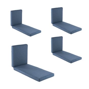 Pack 4 Cojines Para Tumbona De Exterior Olefin Color Azul, No Pierde Color, Desenfundable, Tamaño 190x60x10 Cm