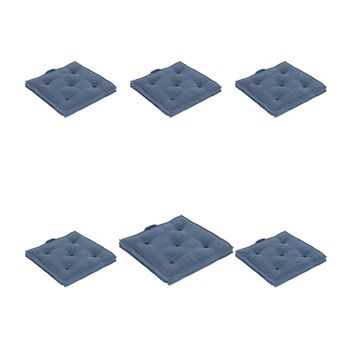 Pack De 6 Cojines Para Sillas De Jardín Olefin Color Azul, No Pierde Color, Tamaño 42x42x5 Cm