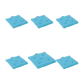 Pack De 6 Cojines Color Turquesa Para Sillas De Jardín, Repelente Al Agua, Tamaño 42x42x5 Cm