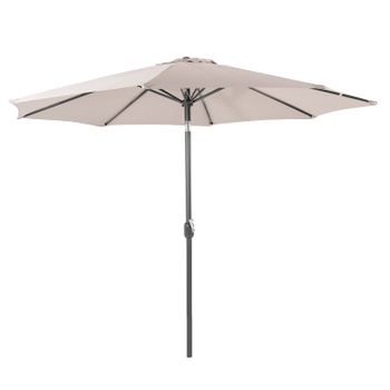 Parasol De Aluminio Con Funda, Mástil Central, Redondo 300 Cm, Salida De Viento, Tela Gramaje 200 Gr Color Gris Claro