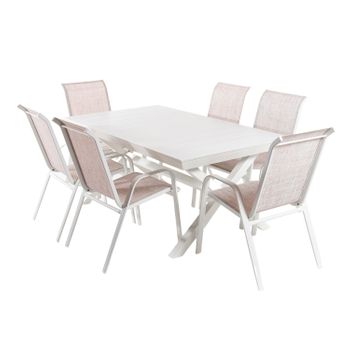 Conjunto mesa jardin extensible 160/210 y 6 sillones apilables Laver