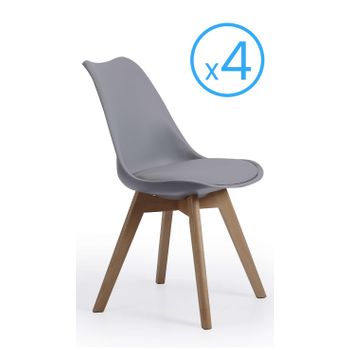 Pack De 4 Sillas Comedor, Salón Sweden En Terciopelo Gris Oscuro Patas  Color Madera con Ofertas en Carrefour