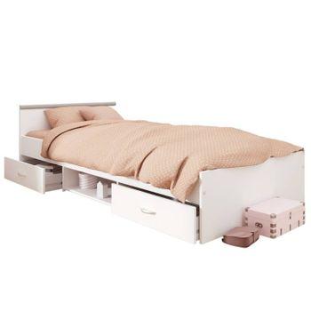 Cama Village Melamina Miroytengo 90x200 Cm - Blanco Y Gris