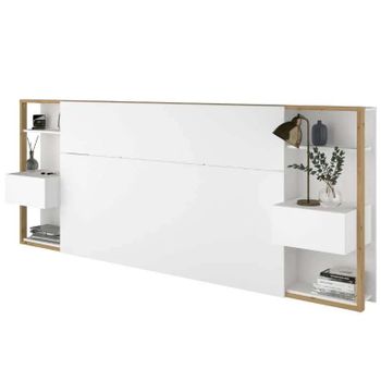 Cabecero Line Melamina Miorytengo 103x255x36 Cm - Blanco/roble