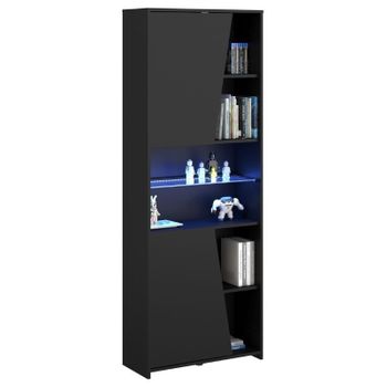 Estantería Gaming Melamina Miroytengo Con Led 180x67x28 Cm - Negro