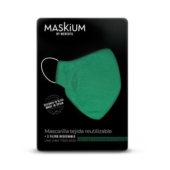 Mascarilla Tejida Reutilizable Con Filtro Desechable, Maskium L-48 De Color Verde Claro Talla L