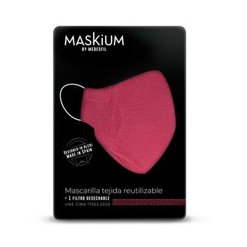 Mascarilla Tejida Reutilizable Con Filtro Desechable, Maskium L-44 De Color Rosa Talla L