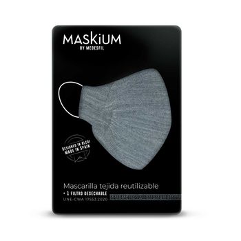 Mascarilla Tejida Reutilizable Con Filtro Desechable, Maskium L-37 De Color Negro Talla M