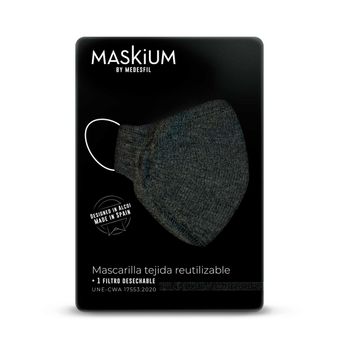 Mascarilla Tejida Reutilizable Con Filtro Desechable, Maskium L-41 De Color Negro Talla M