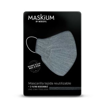 Mascarilla Tejida Reutilizable Con Filtro Desechable, Maskium L-37 De Color Negro Talla S