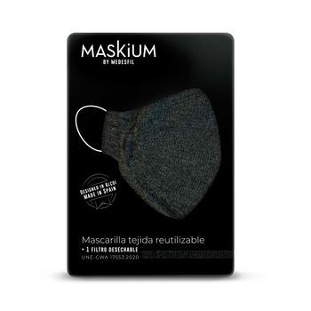Mascarilla Tejida Reutilizable Con Filtro Desechable, Maskium L-41 De Color Negro Talla S