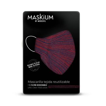 Mascarilla Tejida Reutilizable Con Filtro Desechable, Maskium R-1 De Color Rojo Y Azul Talla L