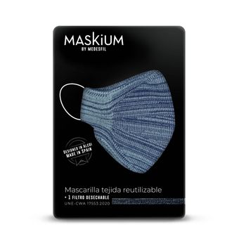 Mascarilla Tejida Reutilizable Con Filtro Desechable, Maskium R-11 De Color Azul Claro Talla S