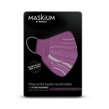 Mascarilla Tejida Reutilizable Con Filtro Desechable, Maskium I-16 De Color Rosa Talla L