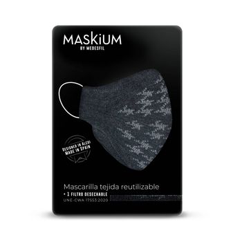 Mascarilla Tejida Reutilizable Con Filtro Desechable, Maskium I-22 De Color Gris Talla L