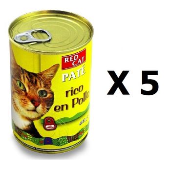 Pack Bandeja De Paté Red Cat 400g Rico En Pollo Para Gatos 5 Latas