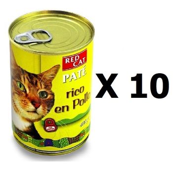 Pack Bandeja De Paté Red Cat 400g Rico En Pollo Para Gatos 10 Latas