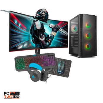 Pack Pc Ordenador Gaming, Ryzen 3200g, 16gb Ram, 256gb M2 +1tb Hdd + Monitor 24 Full Hd Curvo +teclado + Ratón + Alfombrilla +auriculares