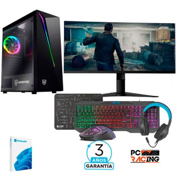 Pack Pc Ordenador Gaming - Pc Racing - Amd Ryzen 3 4300ge 4x 3.50ghz (turbo: 4.00 Ghz)- 16gb Ram - 512 Ssd - Windows 10 + Monitor 24 Full Hd  +teclado, Ratón Y Auriculares Gaming