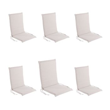 Pack 6 Cojines Para Sillón De Jardín Reclinable Olefin Color Crudo, Tamaño 92x42x4 Cm, Repelente Al Agua, Desenfundable