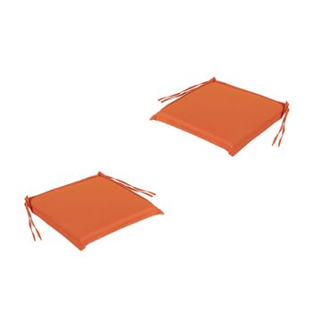 Pack 2 Cojines Asiento Para Silla De Jardín Color Naranja, Tamaño 42x40x3 Cm, Repelente Al Agua, Desenfundable