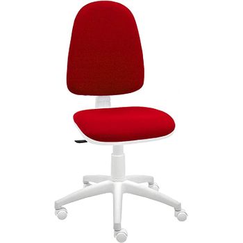 Silla De Escritorio Torino Blanca - Tapizado Rojo