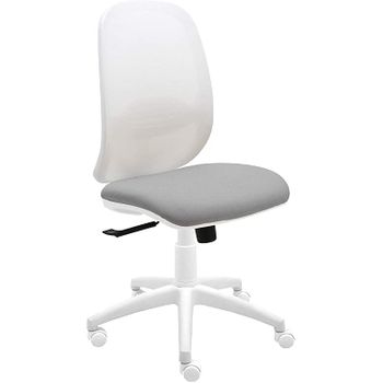 Silla De Oficina Andy Blanca - Tapizado Gris