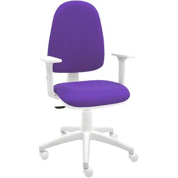 Silla De Escritorio Torino Blanca Con Reposabrazos - Tapizado Morado