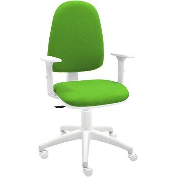 Silla De Escritorio Torino Blanca Con Reposabrazos - Tapizado Pistacho