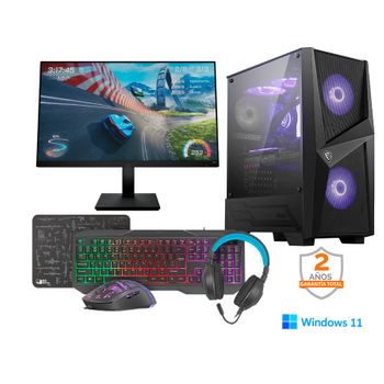 Pack Gaming - Ordenador Gaming Intel Core I7-11700 - 4,90 Ghz - 16gb Ram - 256 Ssd M.2 + 1tb Hdd, Grafica Uhd 730 +WIFI+ Monitor 24" Full Hd + Windows 11 + Teclado + Ratón + Alfombrilla + Auriculares Gaming