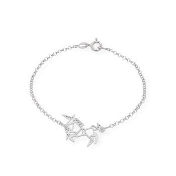 Pulsera Unicornio Origami En Plata De Ley 925