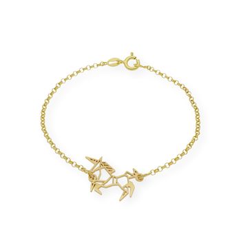 Pulsera Unicornio Origami En Plata De Ley 925 Bañada En Oro