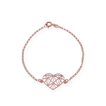 Pulsera Corazón Origami En Plata De Ley 925 Bañada En Oro Rosa