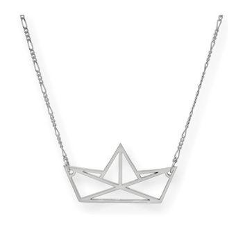 Collar Barco Origami En Plata De Ley 925