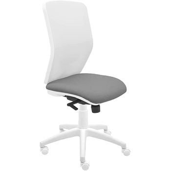 Silla De Oficina Ergonómica Keempat - Malla Blanca. Tapizado Gris